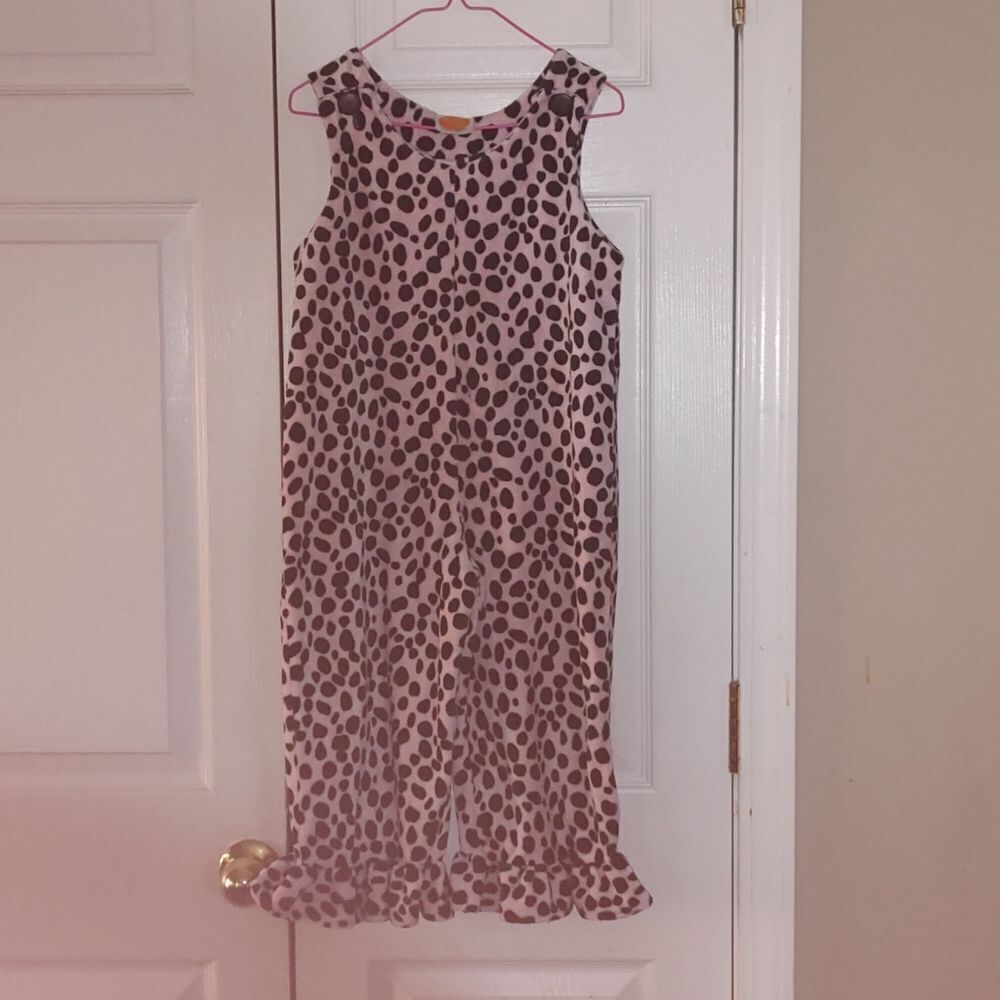 Turtle and Pumkin pink animal print soft fleece overall long romper  Sz 4/5